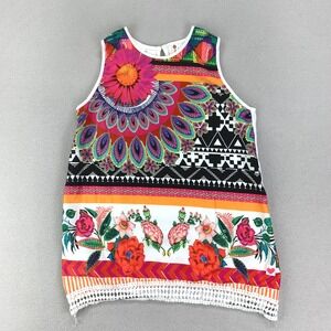 Desigual Tank Top Blouse Youth 13/14 Pink Floral Colorful‎ Vibrant Viscose